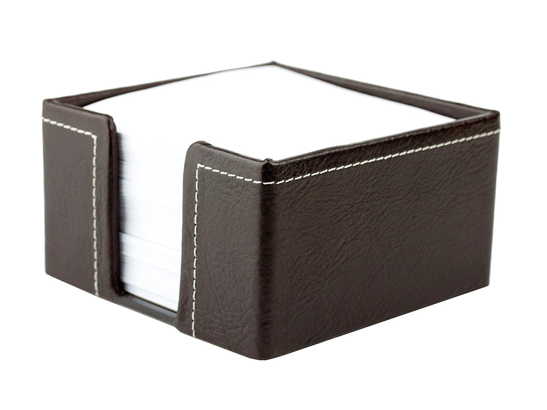 DELMON VARONE - Zettelkasten Premium Leder Anilin braun, Zettelbox inkl. 500 Blatt Papier, Notizklot