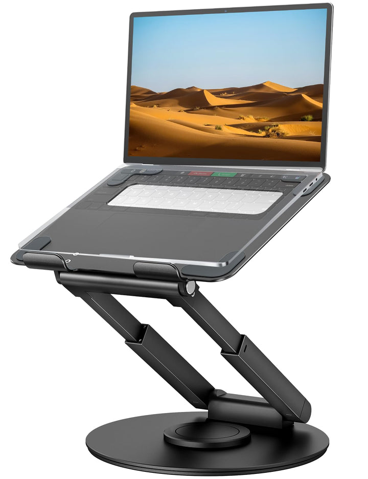 Laptop Ständer Höhenverstellbar mit 360° Drehbarer Basis, Ergonomisch Laptopständer, Laptop Erhoehun