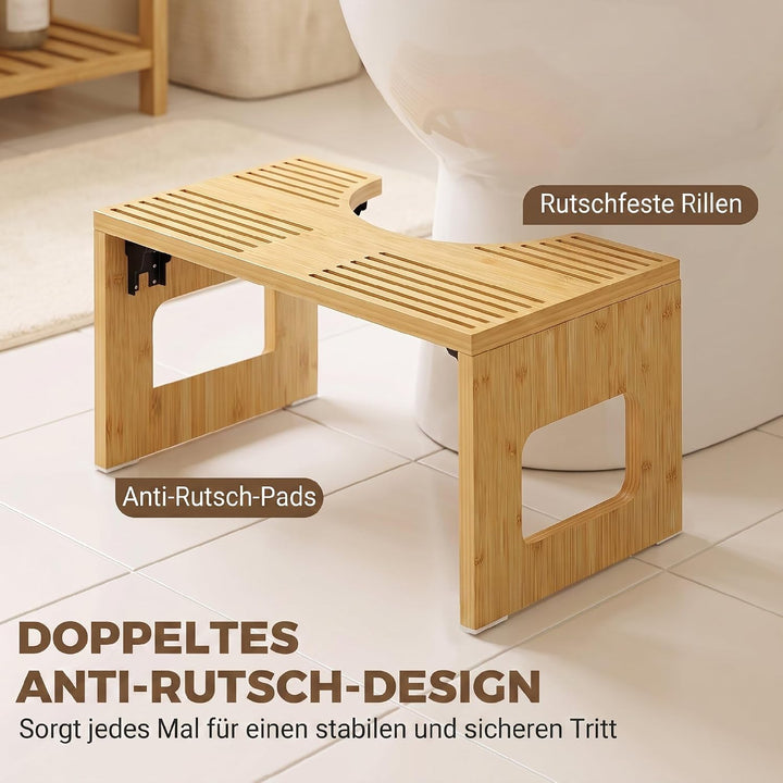 HOMCOM Toilettenhocker Bambus Klappbar rutschfest für Erwachsene Eiche