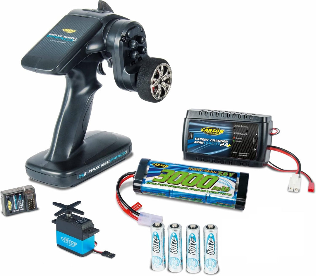 Carson 500707152 Reflex Pro 3 Elektro 2 4 GHz Fernsteuerung Set mit Akku und Servo, kompatibel mit T