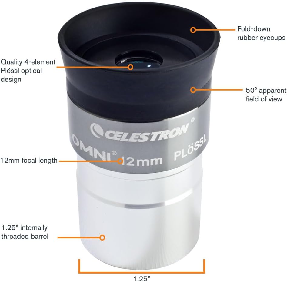 Celestron 93319 1-1/4-12 mm Omni Serie Okular, 12 mm