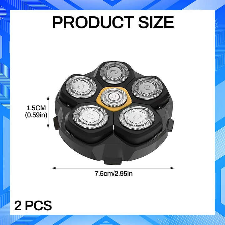 2er Pack Ersatzscherköpfe für Glatzenrasierer | Magnetischer 6D Scherkopf für präzise Kopfrasur | Ko