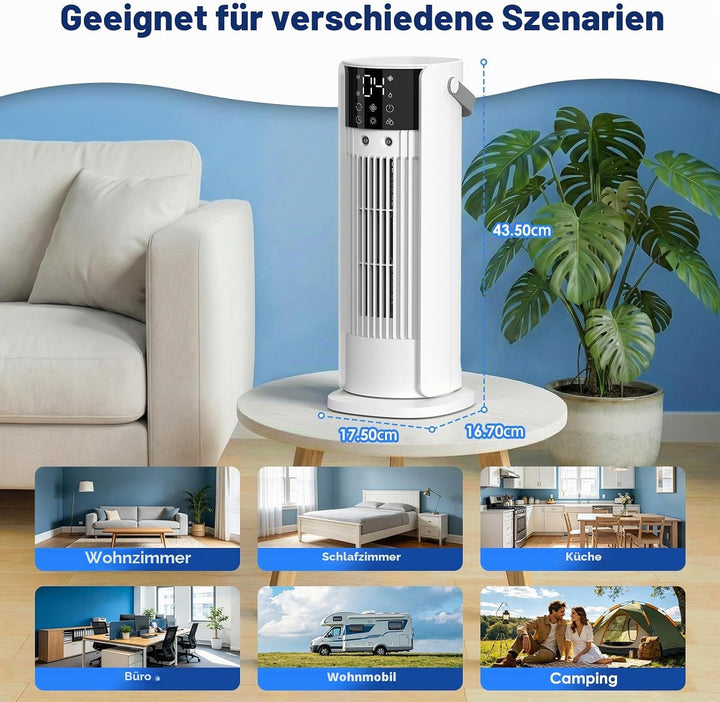 Geräuschloser tragbarer Klimagerät Luftkühler mit 4 Geschwindigkeiten, 2 Zerstäubungsmodi, 90° Oszil