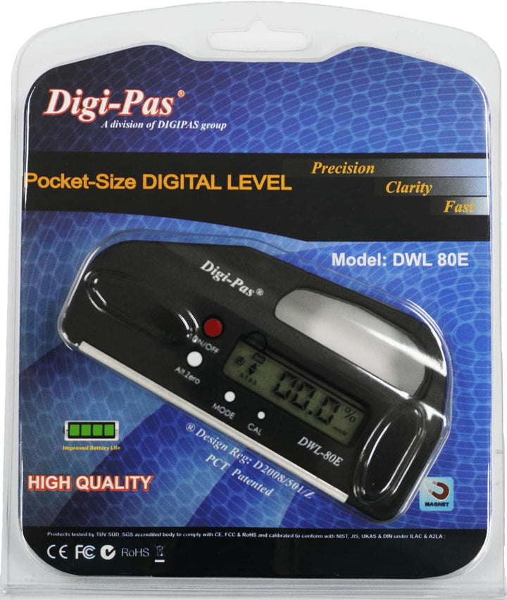 Digi-Pas DWL80E 0,1 Grad Digitale Wasserwaage/Winkellehre/Winkelmesser/Neigungsmesser Taschengrösse