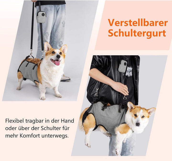 LUCKY LUCY Hundegeschirr mit Griff, Verstellbare Hunde-Tragehilfe für Hinterbeine & Vorderlauf-Stütz