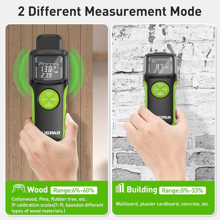 Feuchtigkeitsmessgerät, Huepar Pin & Pinless Feuchtigkeitsmesser Detector für Holz oder Baustoff, Fe