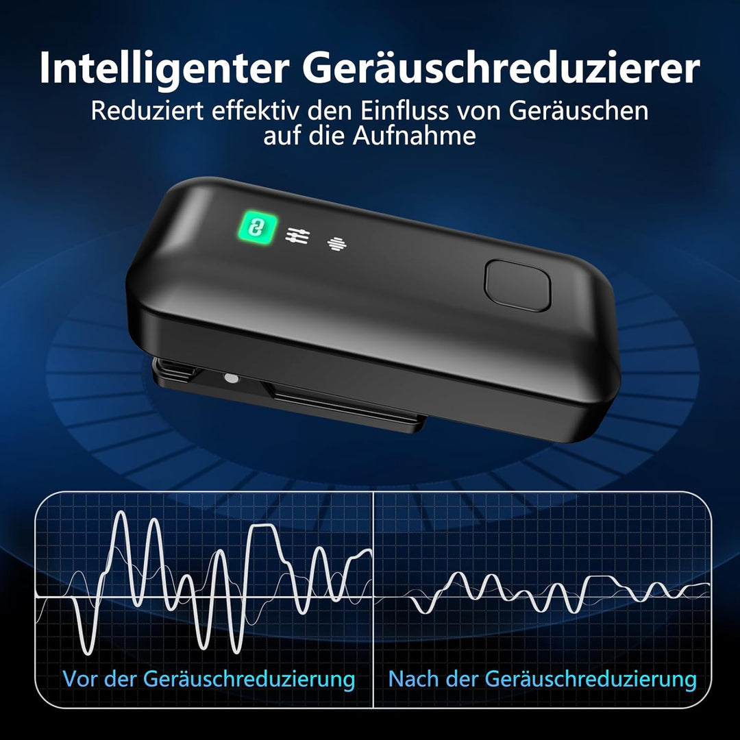 EVARY Lavalier Mikrofon Wireless für iPhone/Android, 25M Langstreckenübertragung, Plug and Play Kabe