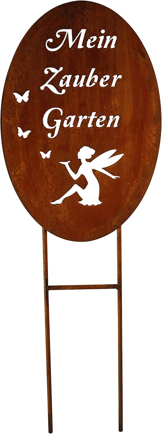 Bornhöft Schild/Spruchtafel Gartenschild Edelrost Rost zum Einstecken rostige Gartendeko (Zaubergart