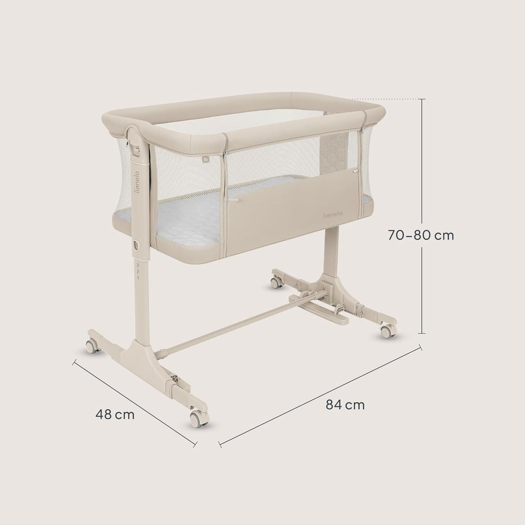 Lionelo Pari Beistellbett 3in1, 6-Fach höhenverstellbar mit Neigungsverstellung für Boxspringbett, a