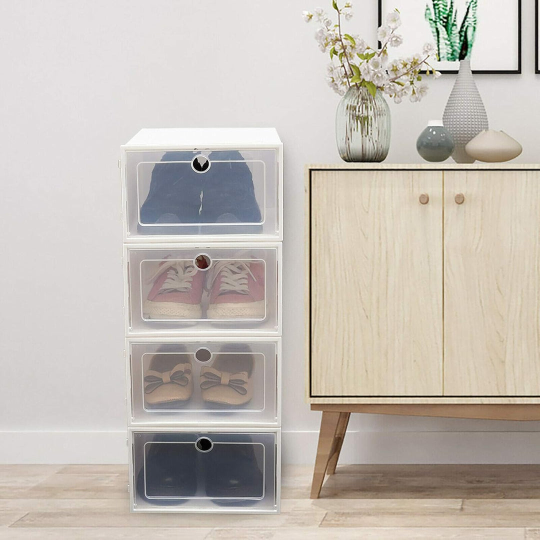 24Stk Schuhbox Transparent Plastik Aufbewahrungsbox Faltbar Kunststoffschublade Schuhaufbewahrung mi