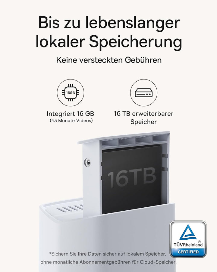 Baseus Security Überwachungskamera Aussen Solar Kabellos 16TB Erweiterbarer Speicher, Ewige Energie,