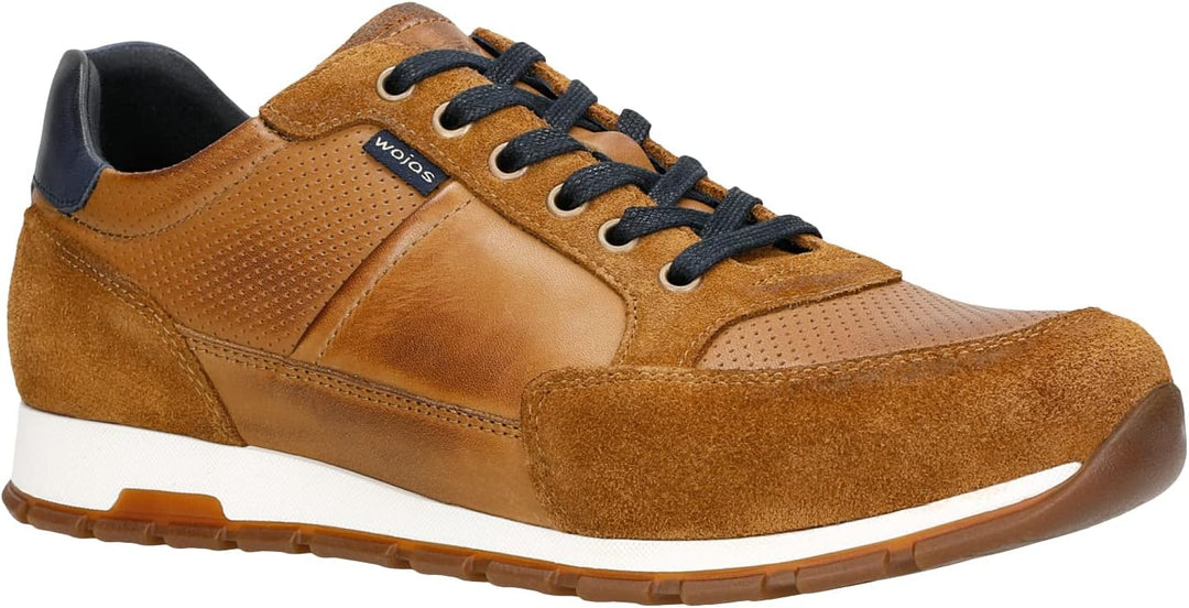 WOJAS - Herren Sneakers I Leder I Weiches Innenfutter I Dunkelblaue Akzente I Praktisch und Bequem I