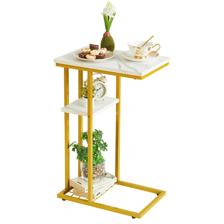 YMYNY Beistelltisch Kaffeetisch C-Form, Eleganter Kleiner Sofatisch, Industrie-Design, Sofatisch 40
