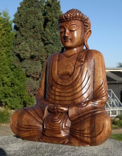 Wogeka Super schöner 40 cm Buddha Meditation Holz Budda Feng Shui BMHU40
