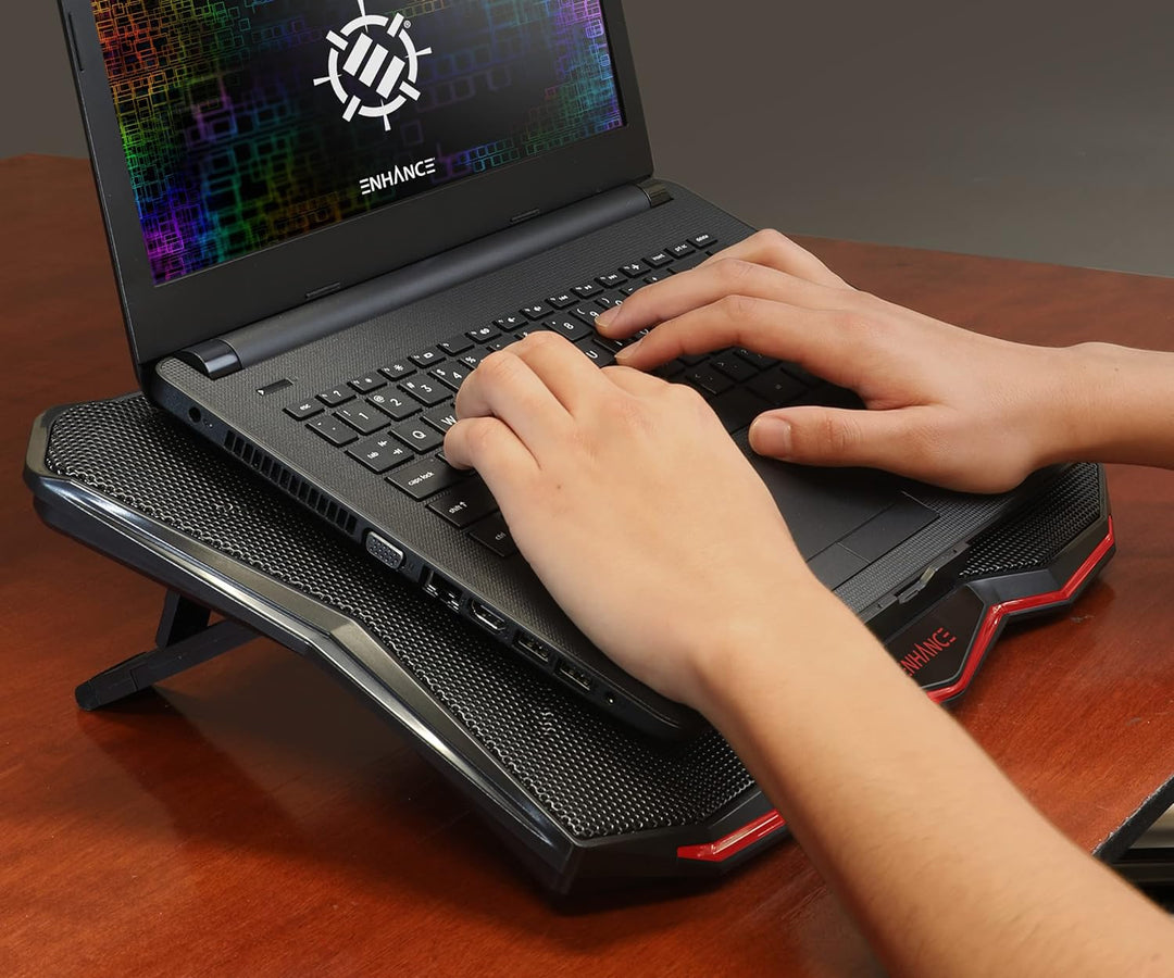 ENHANCE Gaming Laptop Kühlständer - Laptop Kühler mit 7 verstellbaren Höheneinstellungen & Dual USB