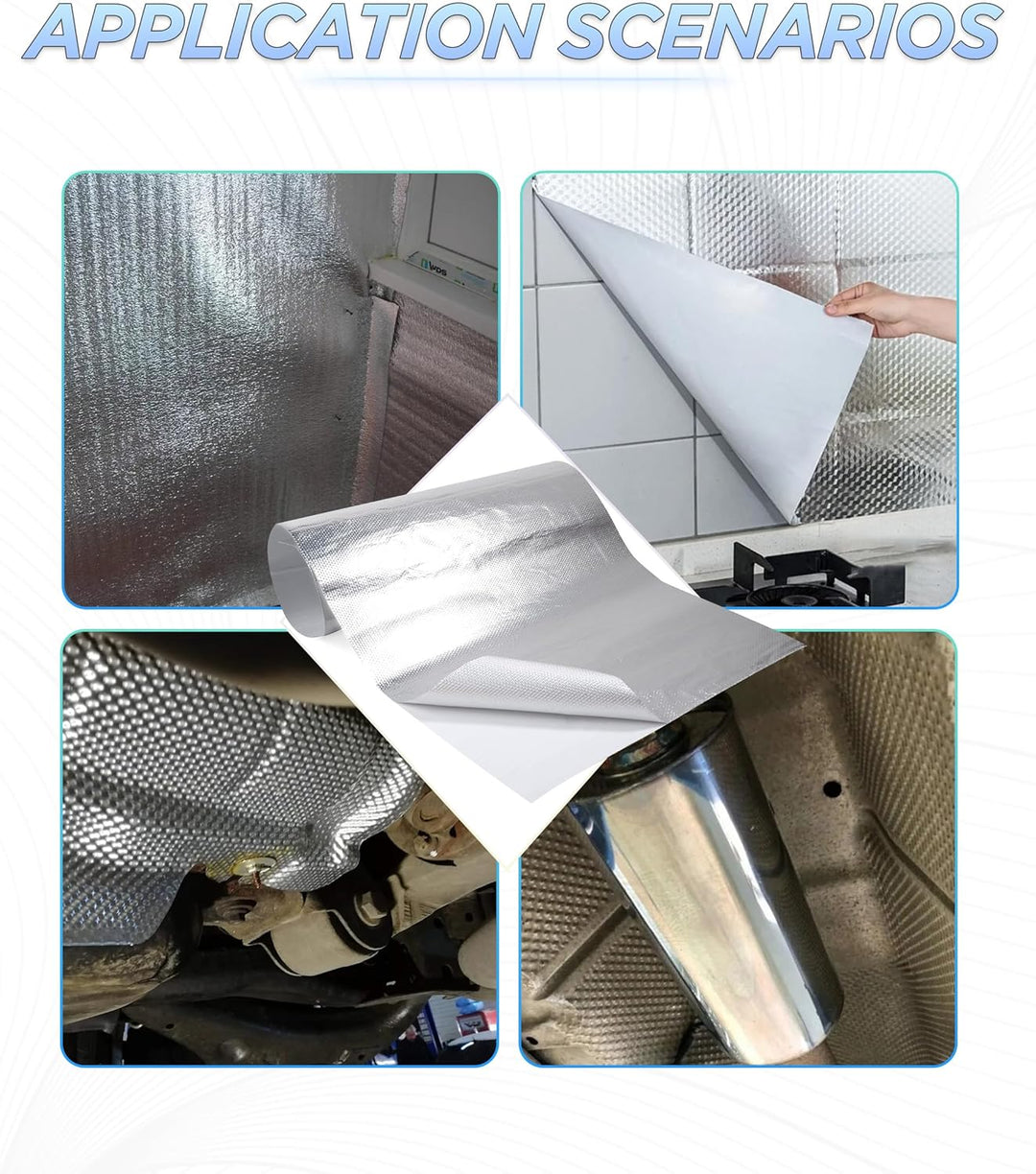 Dämmmatte Auto,Aluminisierte Hitzeschutzmatte,Hitzeschutzblech,Hitzeschutzmatte Selbstklebend,Hitzes