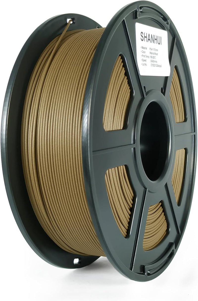 Dunkles Holz Walnuss PLA Filament 1,75mm, Walnuss 3D-Drucker Filament mit 30% Echtholzfaser, Holzfil