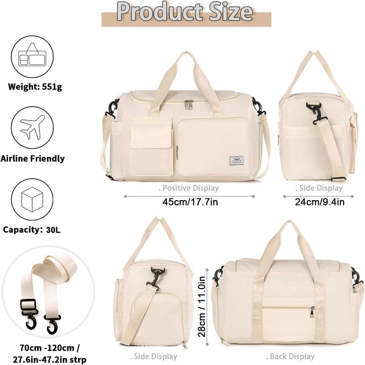 FIORETTO 35L Damen Sporttasche Faltbare Reisetasche mit Schuhfach und Nassfach, Wasserabweisende Wee