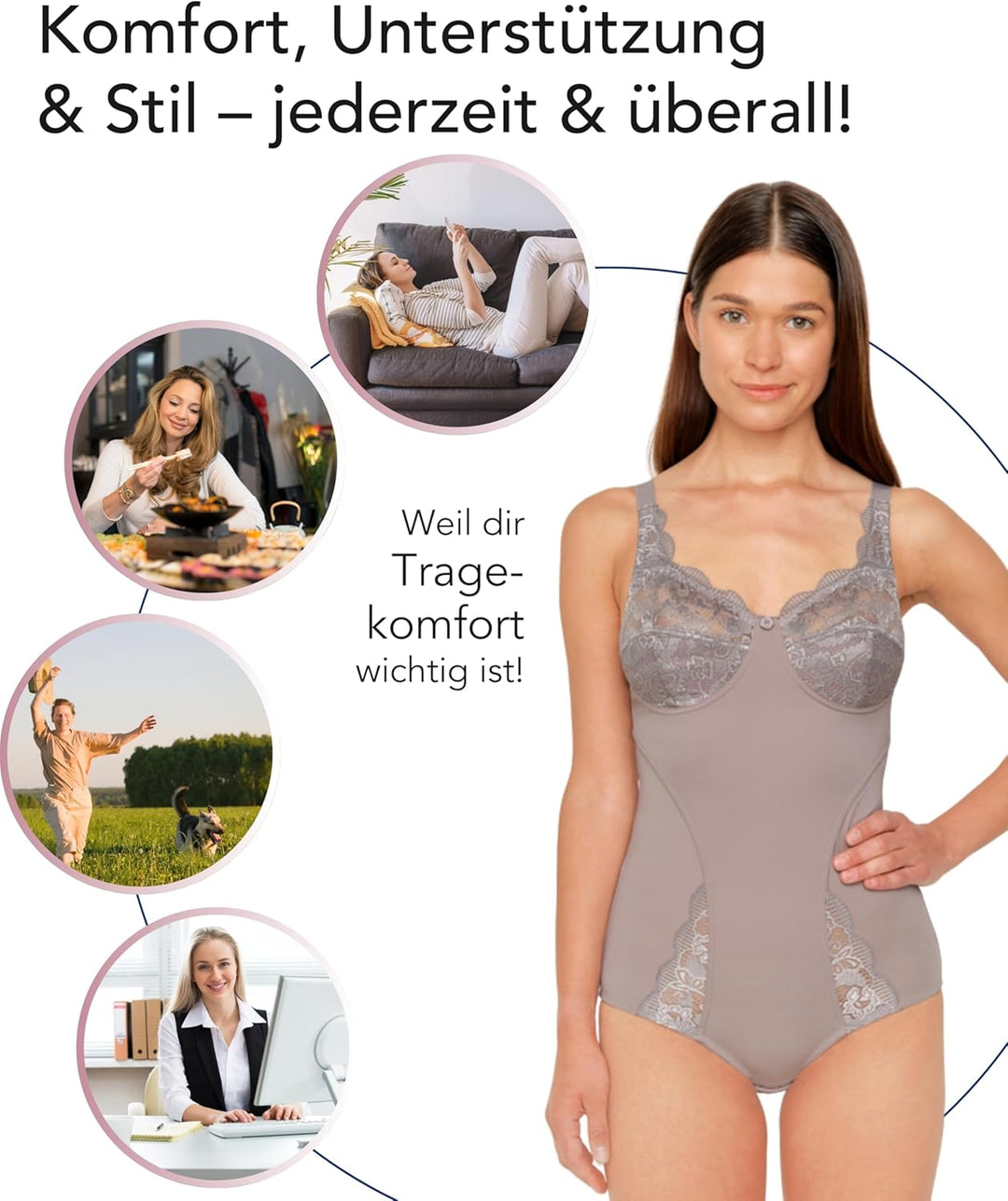 SUSA Body ohne Bügel Latina I Body Shapewear Damen stark formend I Frauen Mieder I Softer Bodysuit m