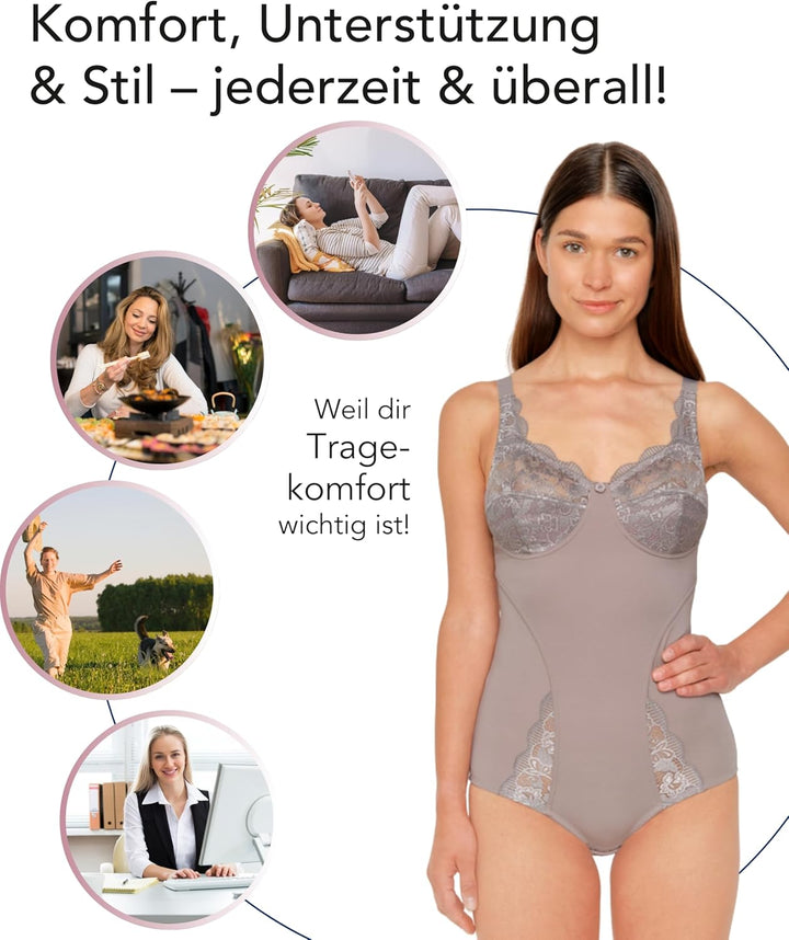 SUSA Body ohne Bügel Latina I Body Shapewear Damen stark formend I Frauen Mieder I Softer Bodysuit m