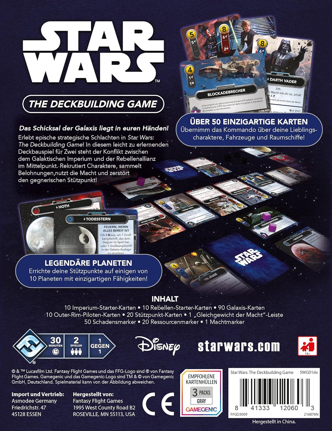 Fantasy Flight Games, Star Wars: The Deckbuilding Game, Kennerspiel, Kartenspiel, 2 Spieler, Ab 12+