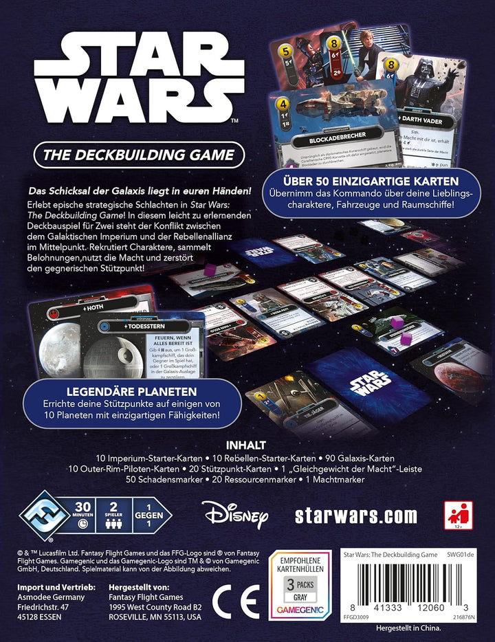 Fantasy Flight Games, Star Wars: The Deckbuilding Game, Kennerspiel, Kartenspiel, 2 Spieler, Ab 12+