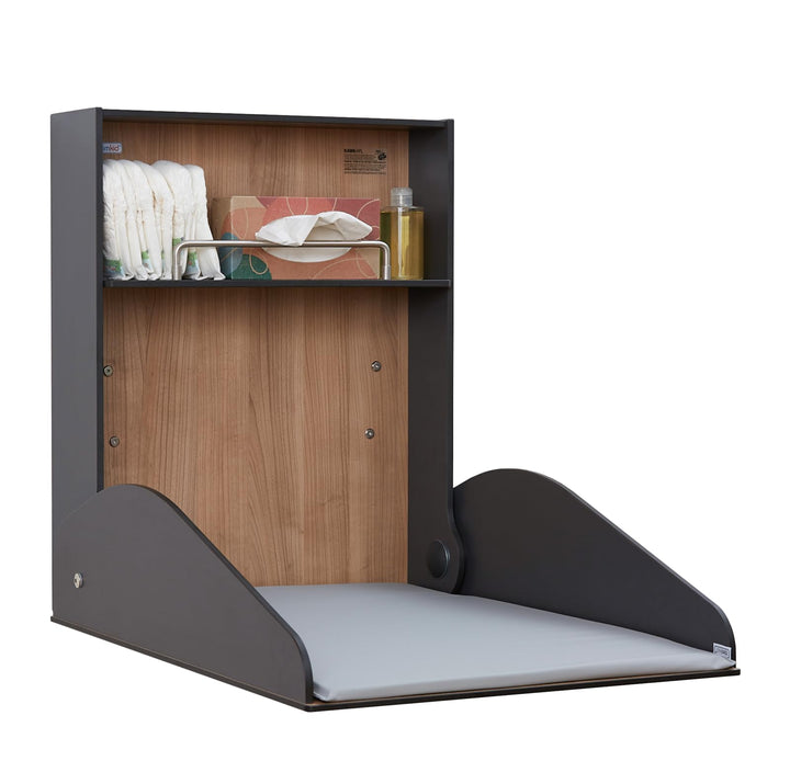 Delicias Wickeltisch/Timkid kawa HPL- klappbar als Wandwickeltisch, Holzoptik, HPL, inkl. Wickelaufl