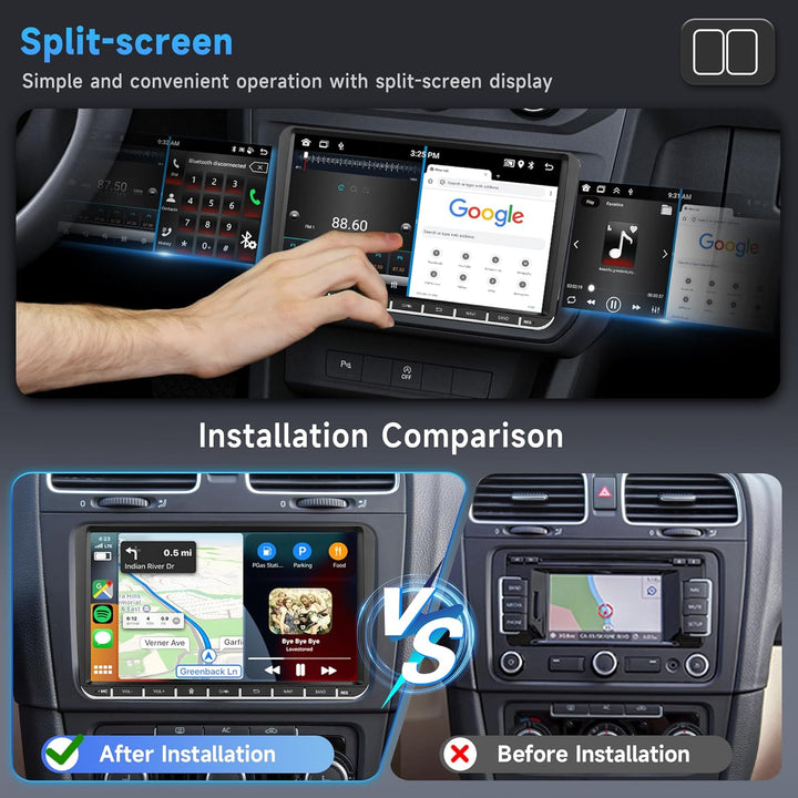 2G+64G Android 15 Autoradio für VW Golf 5 6 Passat Jetta Caddy EOS T5 Tiguan Touran CC Polo 9 Zoll H