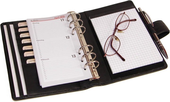 ALMADIH Leder A6 Terminplaner Kalender 2024 Notizblock Premium Leder SCH Geschenkbox Ledermappe Mapp