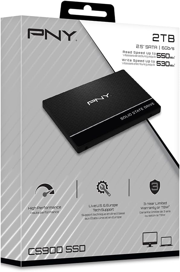 PNY CS900-2TB-RB interne SSD-Festplatte (2 TB, 3D NAND), 2,5 Zoll (6,35 cm) 2TB 2.5 SATA, 2TB 2.5 SA
