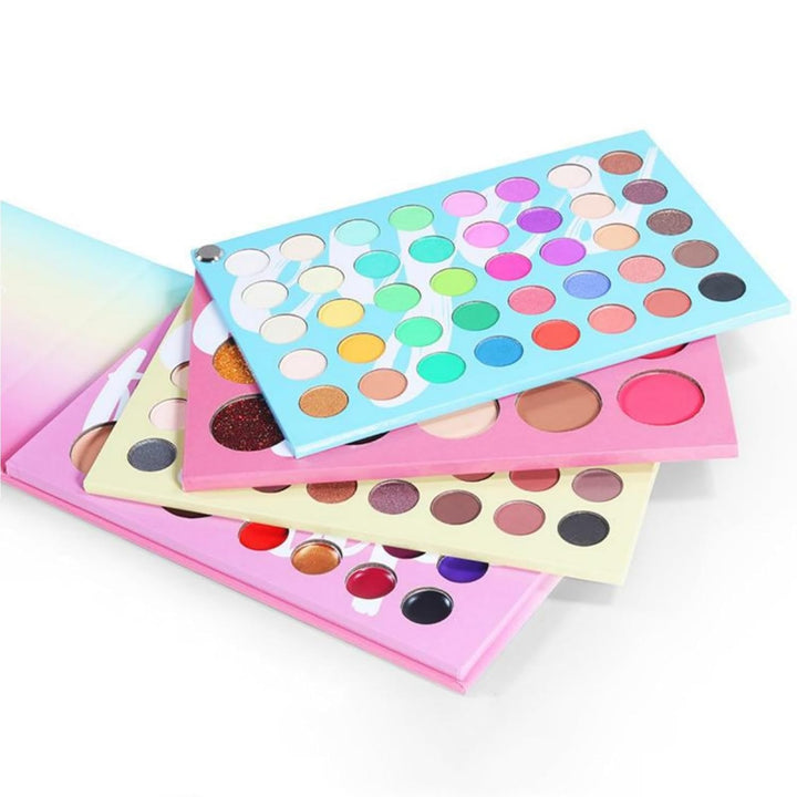 Alles in Einem Schminkset - 4 in1 Farbtafel Makeup Palette Set - 80 Lidschatten, 20 Lip Gloss, 3 Blu