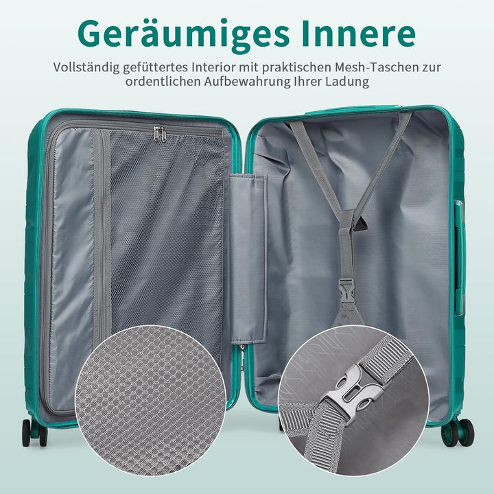 KONO Hartschalenkoffer Gross Leicht Koffer Trolley Reisekoffer mit 4 Rollen und TSA Schloss, 76x50x3