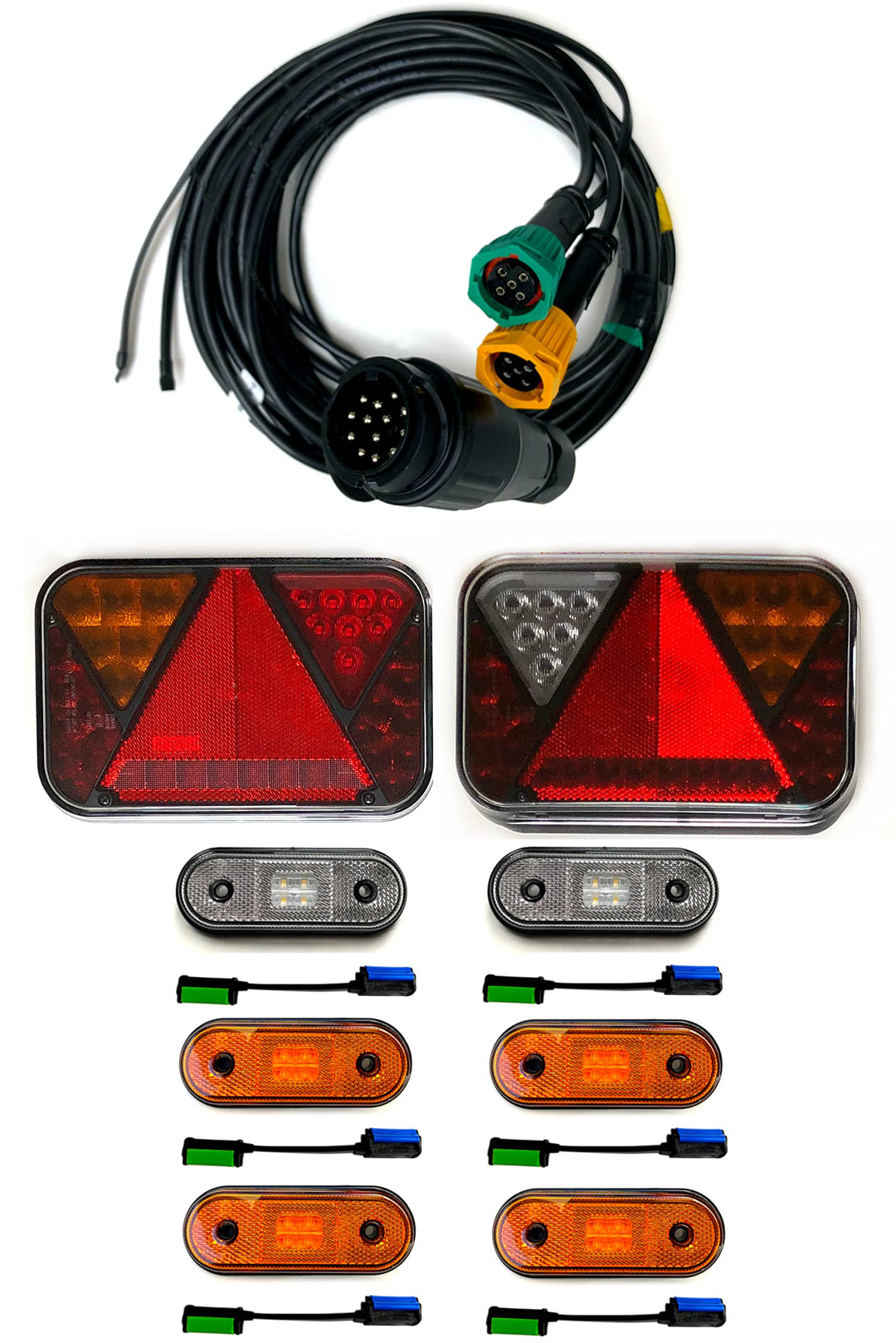 Anhängerbeleuchtung LED Rückleuchten Umrissleuchten und 13 polig Kabel 9m SET