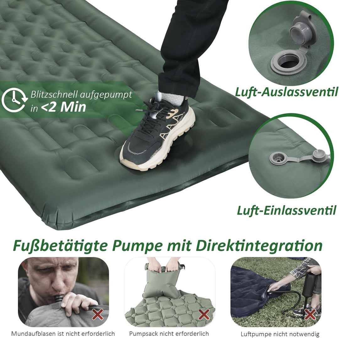 Camping Isomatte Selbstaufblasend 2025 Nue,12cm Verdickte Luftmatratze mit Verstärkter Luftsäulen-St