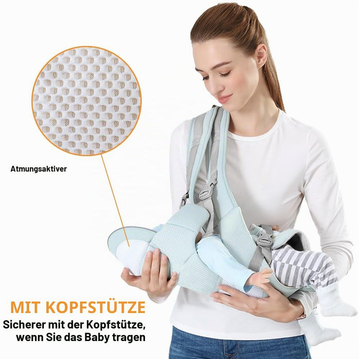 Azeekoom Babytrage Ergonomischemit Hüftsitz, Baumwolle Kindertrage Dorsal und Ventral, Leicht Atmung