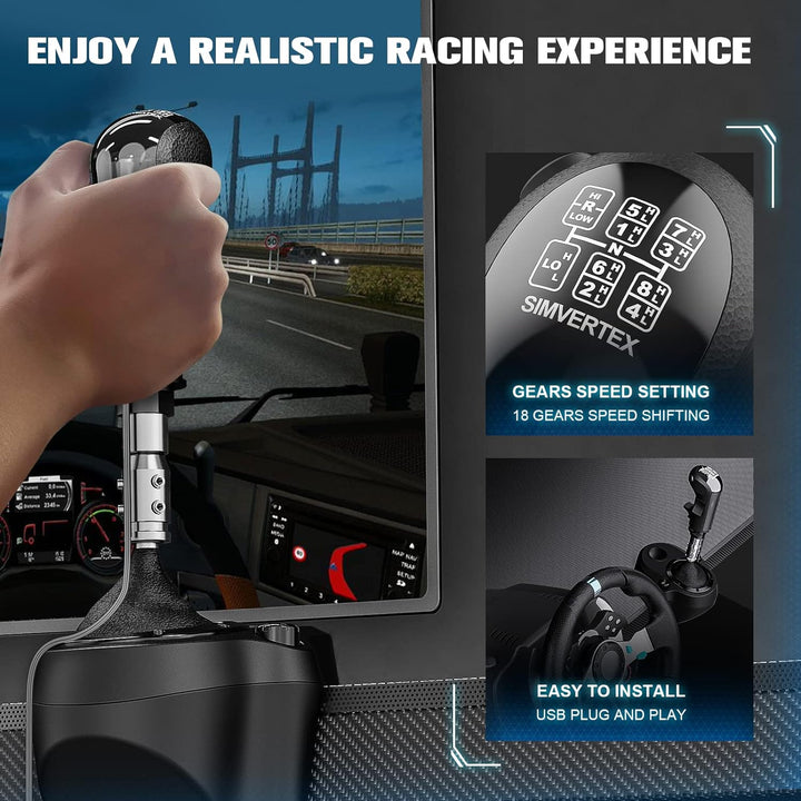 aikeec USB Shifter Knob PC, 18 Gänge PC Schalthebel Knob für Euro Truck Simulator 2 ATS ETS2, PC Tru