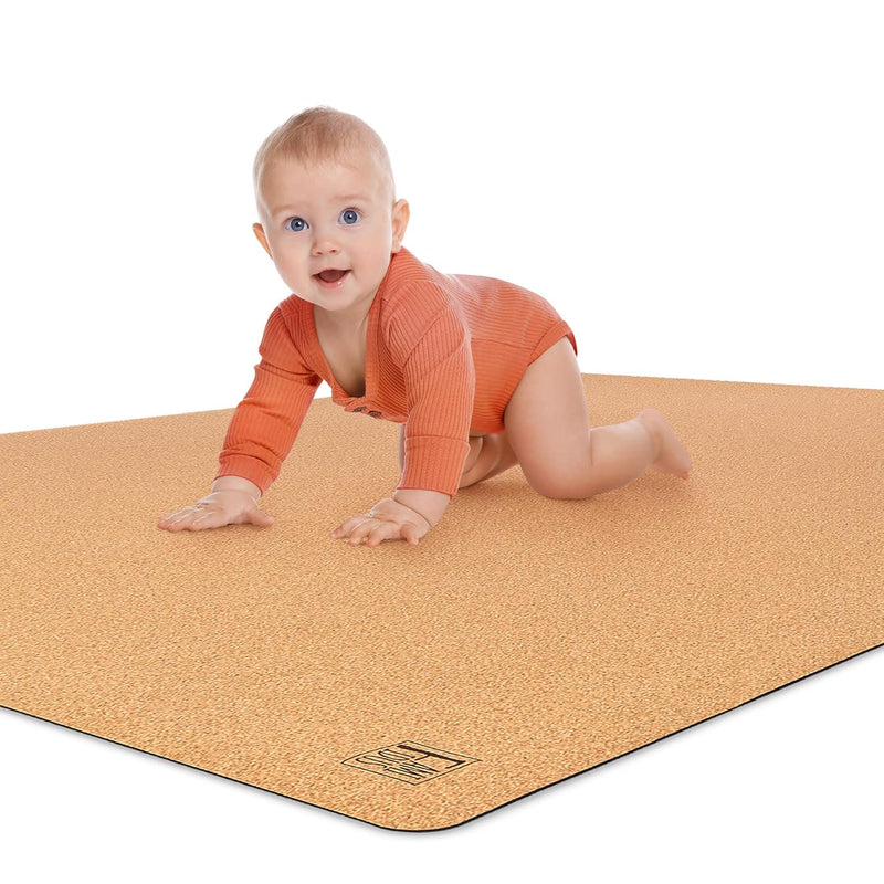 Famifidus Krabbelmatte Baby schadstofffrei - Kinder Spielmatte aus Kork & Naturkautschuk - 80 x 80 c
