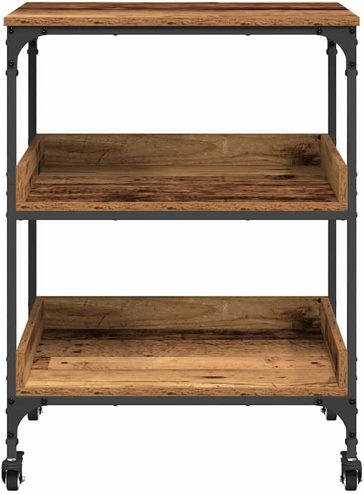 vidaXL Küchentrolley Altholz 60 x 41 x 80.5 cm Holzwerkstoff, Mobiler Küchenwagen, rechteckig, langl