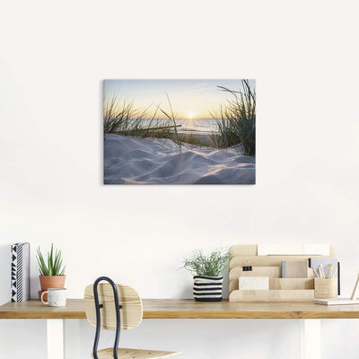 ARTland Leinwandbilder Wandbild Bild Leinwand 100x70 cm Strand Küste Ostsee Dünen Meer Landschaft Na