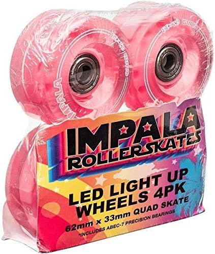 Impala Skate - Packung mit 4 beleuchteten Rollen für Rollschuhe Pink, Pink