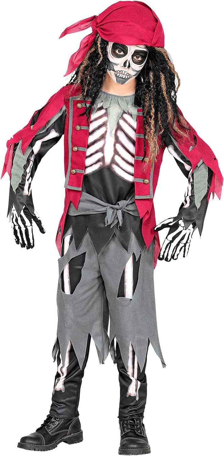 "PIRATE SKELETON" (shirt with vest and belt, pants, bandana) - (116 cm / 4-5 Years), 116