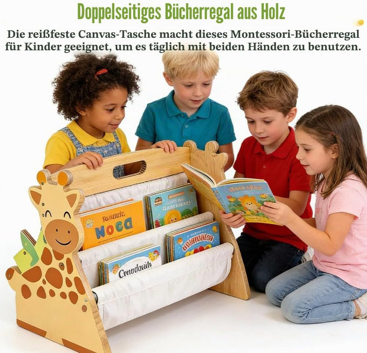 Bücherregal Kinder, Ddoppelseitiges Bücherregal Holz, Montessori Kinderrega, Bücherkiste Kinder mit