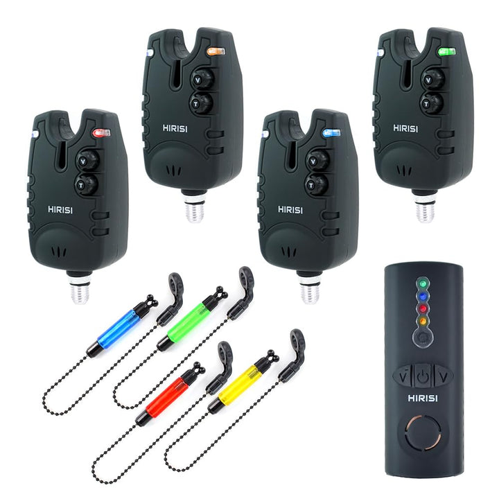 Hirisi Tackle Karpfenangel-Alarme mit Empfänger und Swingern in Schutzhülle Sq-4, Sq-4