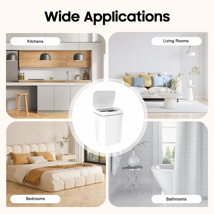 Automatischer Abfalleimer mit Sensor 16L weiss - Kontaktloser Abfalleimer für Küche, Bad, Toilette o