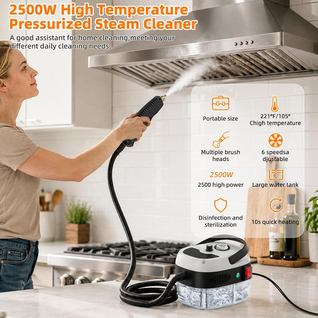 Dampfreiniger Handgerät,6-stufig einstellbarer Dampfreiniger,2500W Hochdruck Handdampfreiniger mit 1