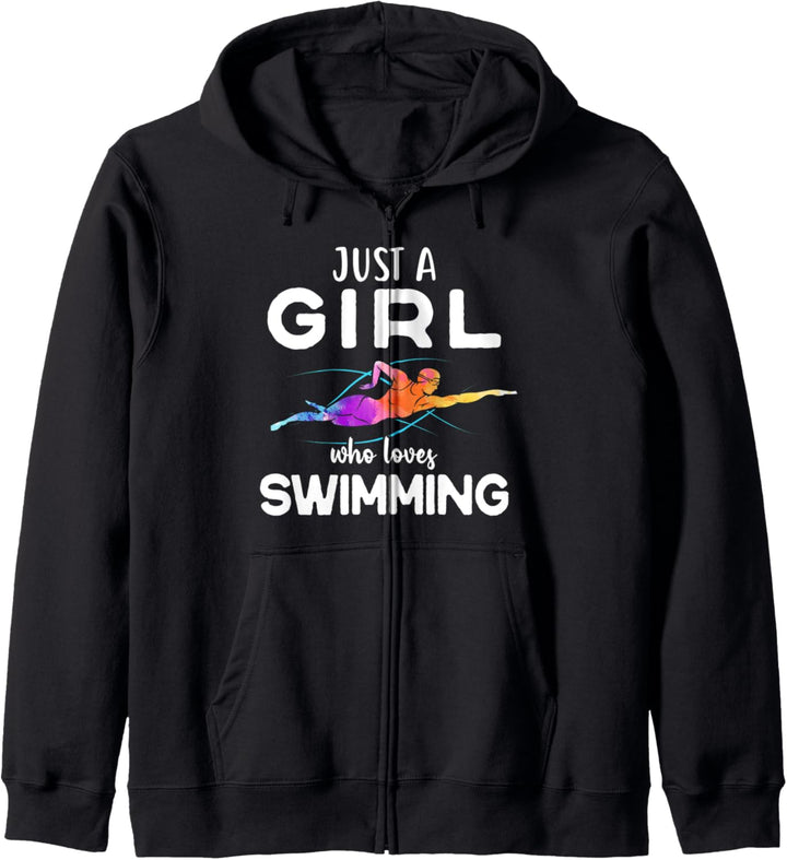 Just A Girl Who Loves Swimming Schwimmen Simmerin Kostüm Kapuzenjacke