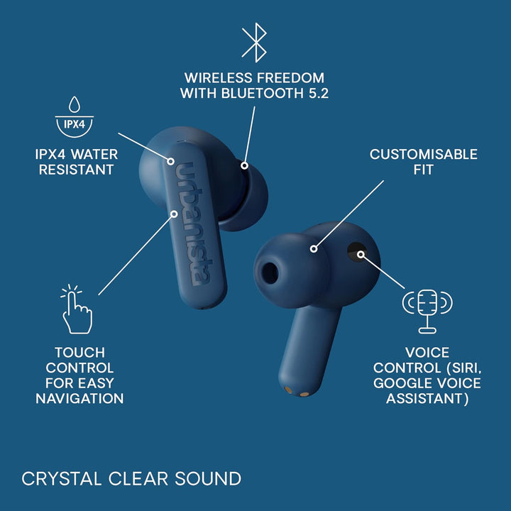 Urbanista Atlanta In Ear Kopfhörer Bluetooth Noise Cancelling, Hybrid ANC, Tiefe Bässe, spritzwasser