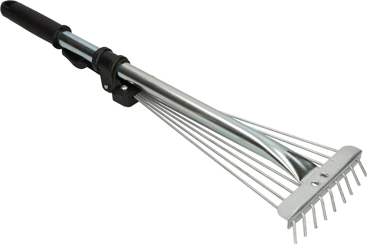 KOTARBAU® Robuster Fächerbesen 32 cm aus Metall Verstellbar 60 - 245 mm Minirechen mit 9 Zinken Laub