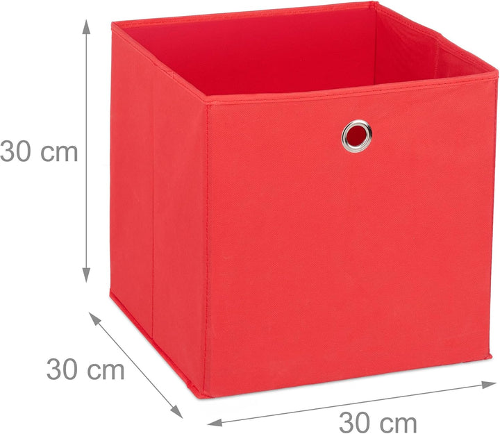 Relaxdays Aufbewahrungsbox 4er Set, Faltbare Regalboxen, HxBxT: 30 x 30 x 30 cm, Grifflöcher, Faltbo