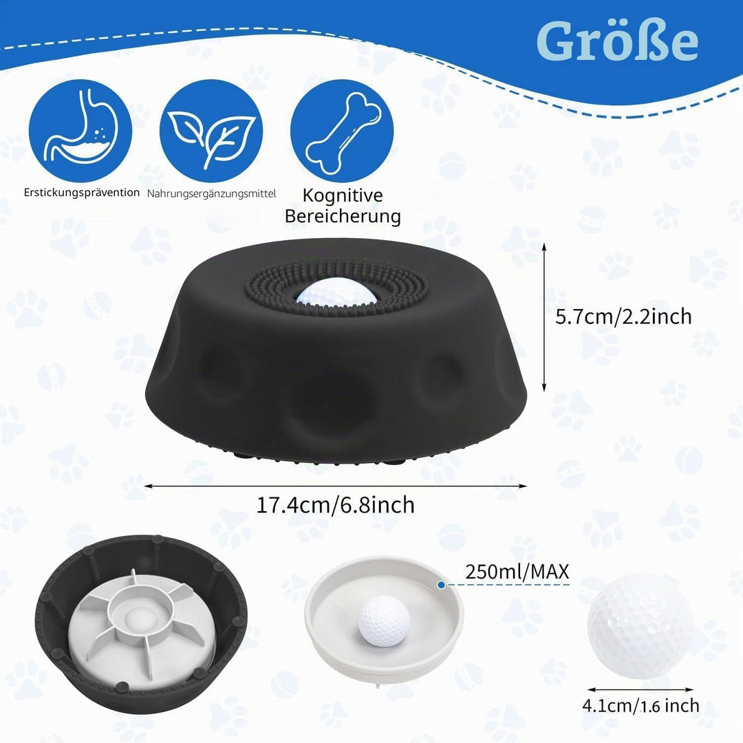 Schleckball Slow Feeder für Hund,Silikon Leckspielzeug mit Anti-Rutschbasis Schwarz, Schwarz
